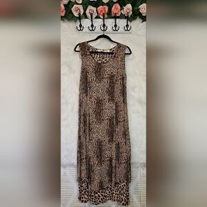 Phool Vintage Longline Layered Animal Print Maxi Dress